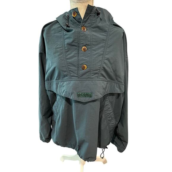 Vintage 1990s Columbia Green Pullover Jacket Men's Large - Picture 1 of 7